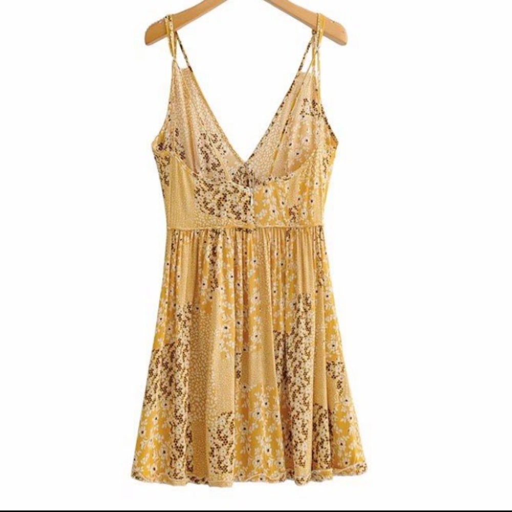 SOLD OUT CLEARANCE Yellow Ditsy Floral Babydoll Summer Tank Dress - Picture 8 of 9